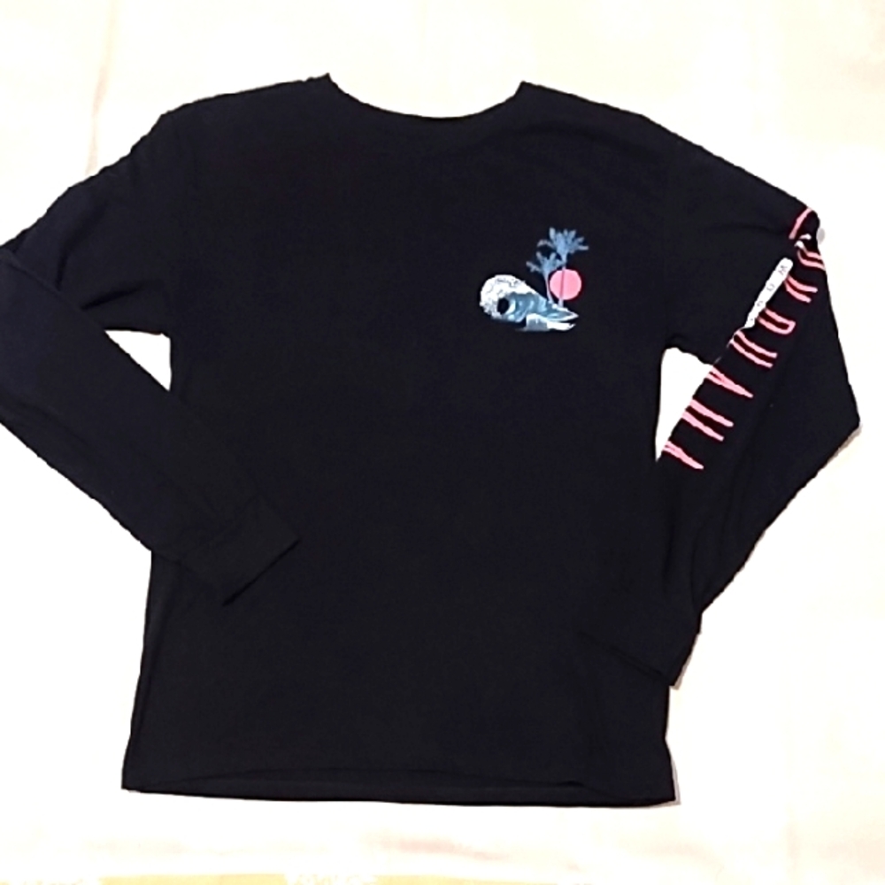 RGSTR Unique Kids Black Long Sleeve Shirt with Blue and Pink Accents 14-16 EUC.